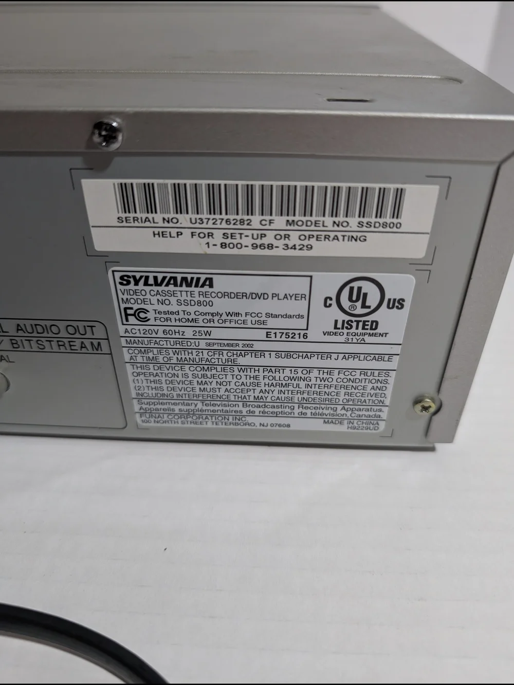 Sylvania SSD-800 DVD VCR Combo